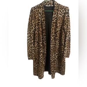 Susan Graver Wild Leopard Print Open Jacket - Size Petite sm